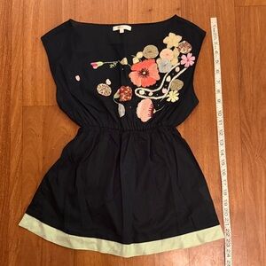 Matty M too with Floral Embroidery - Black and Green